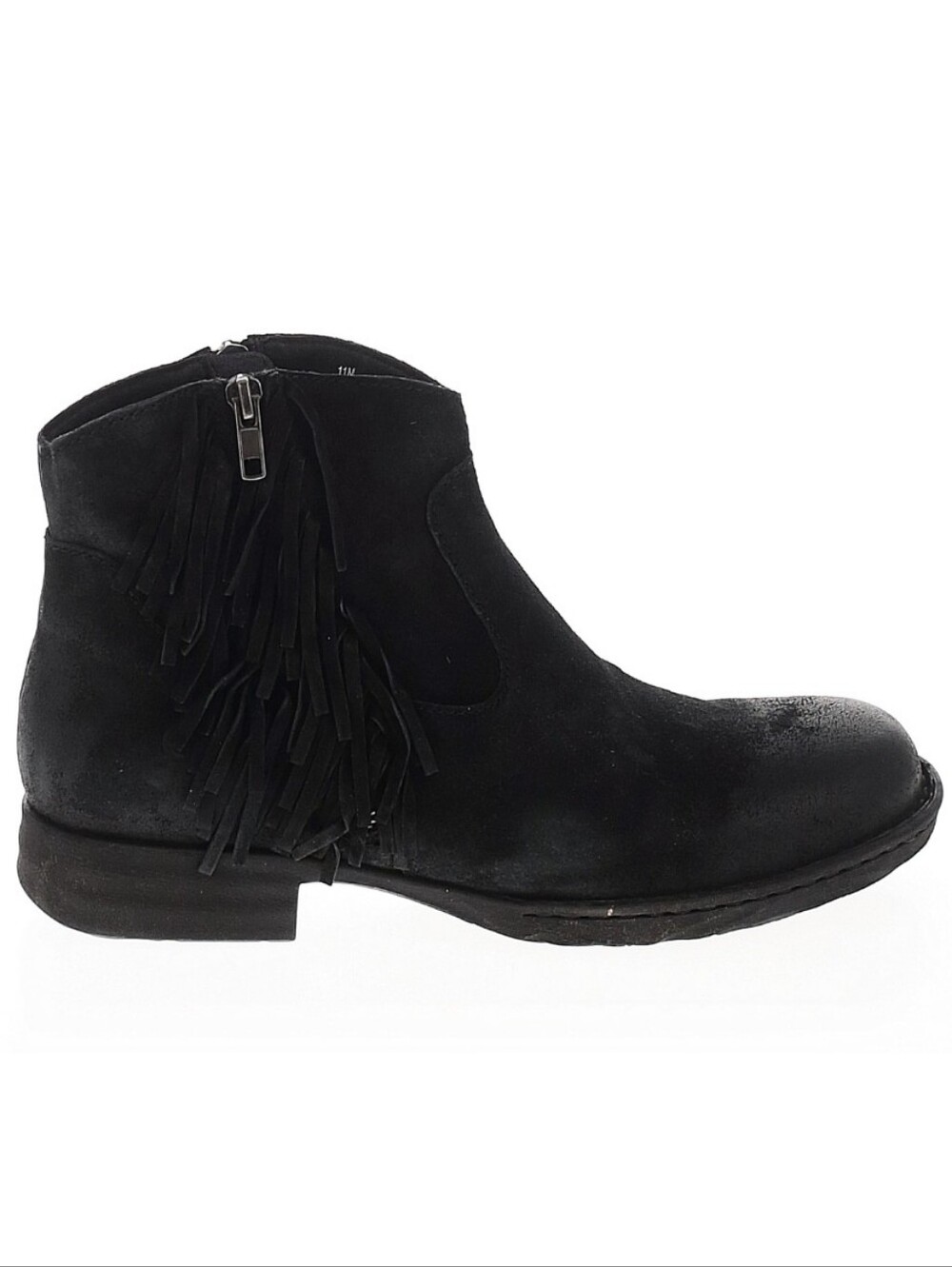 Born Women's Size 11 NWT Black Suede Fringe Ankle Booties Side Zip Boho Western